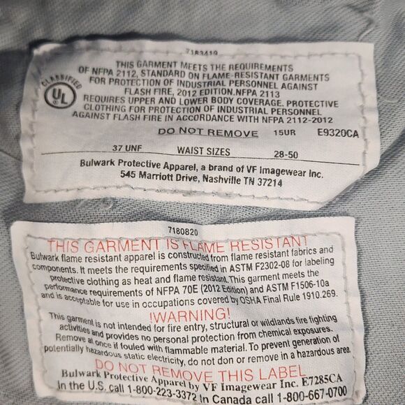 Bulwark FR Flame Resistant Jeans Mens 34x34 Straight Leg Cotton Denim Workwear - Picture 10 of 11